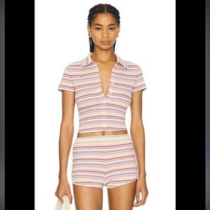 Lovers + Friends Lorraine Striped Crop Top - Pink and White
